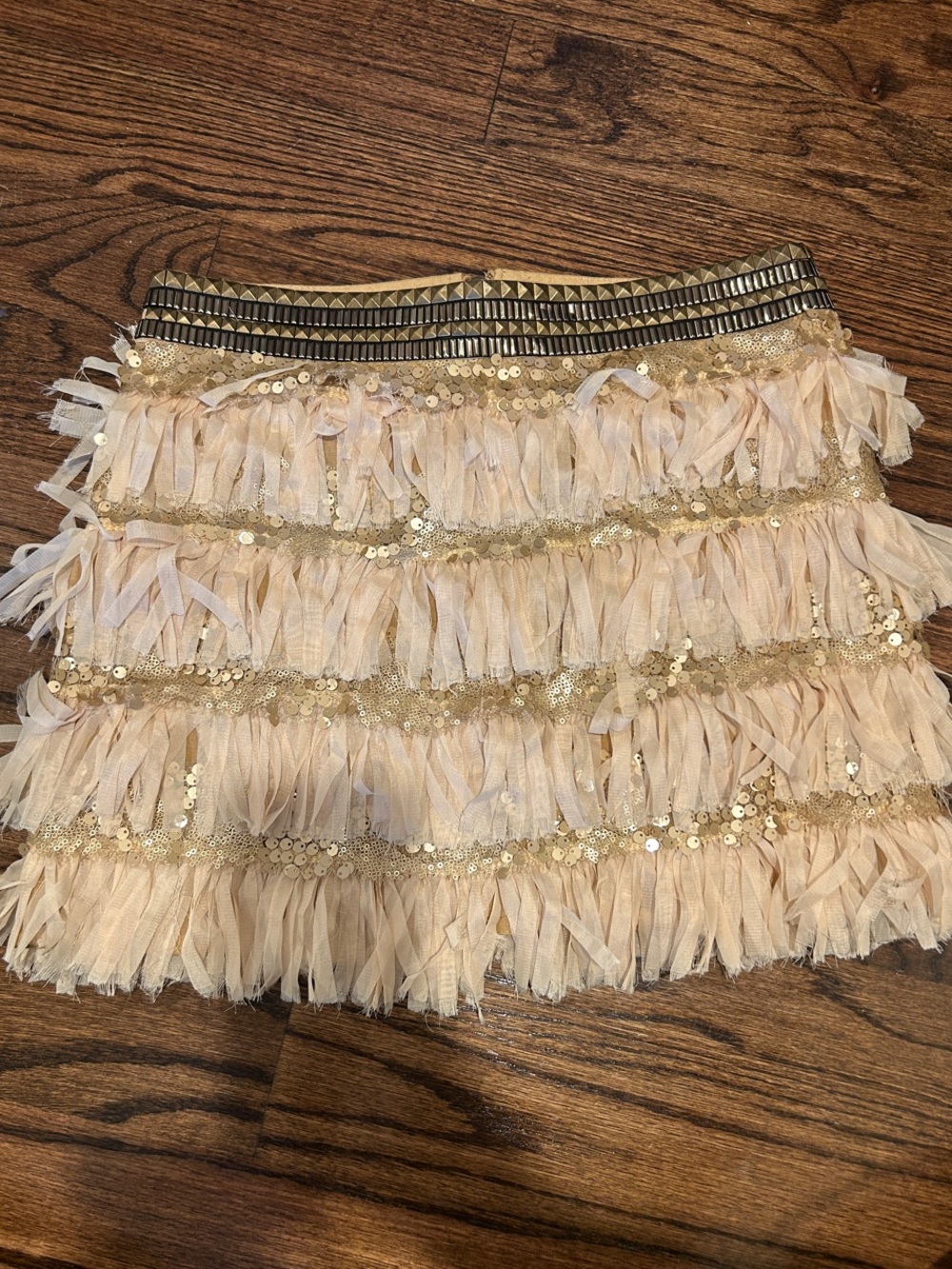 Tiered Sequin Fringe Mini Skirt Arden B